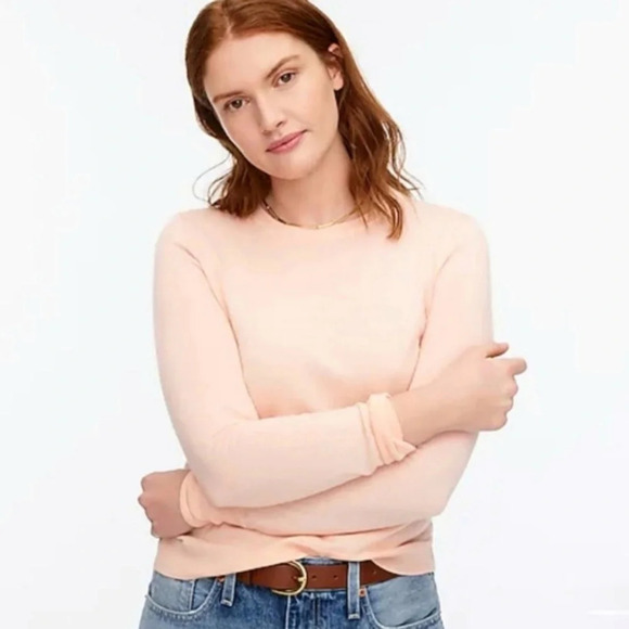 J. Crew Crew‎ Neck Margot Light Pink 100% Merino Wool Sweater Size S Oversized - Picture 3 of 10